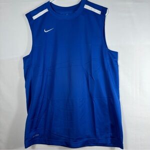 Nike Running Men's Dri Fit Blue Tank Top Size M Polyester Sleeveless Striped